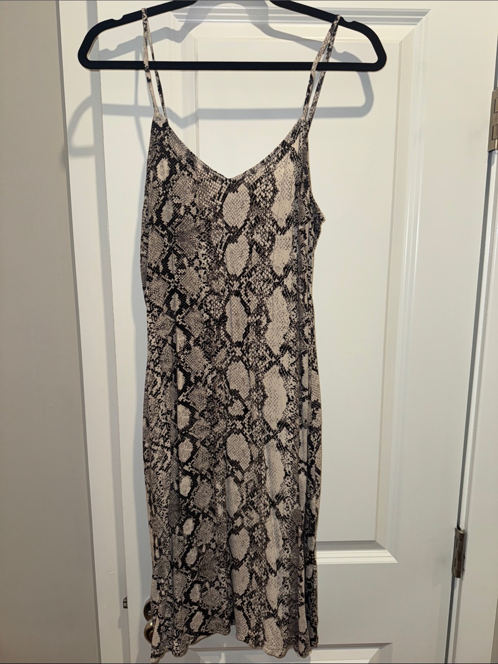 Snake-Print Midi Dress in Black & Cream